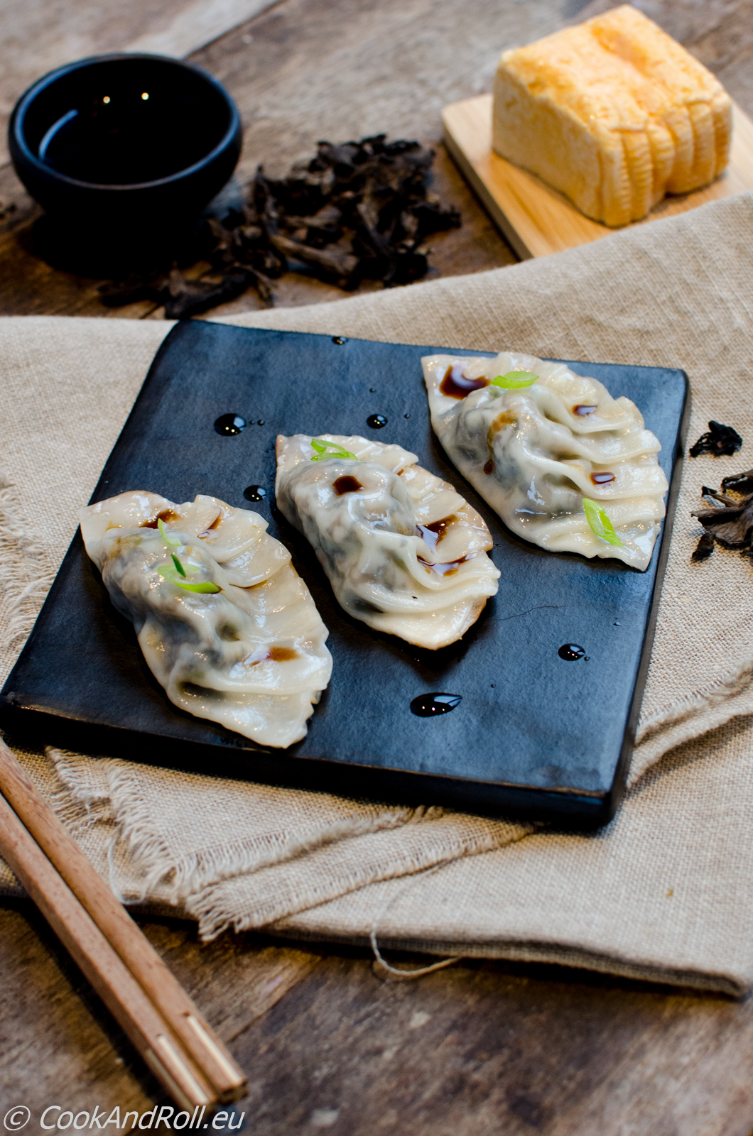 Gyoza’s met champignons en Hervekaas