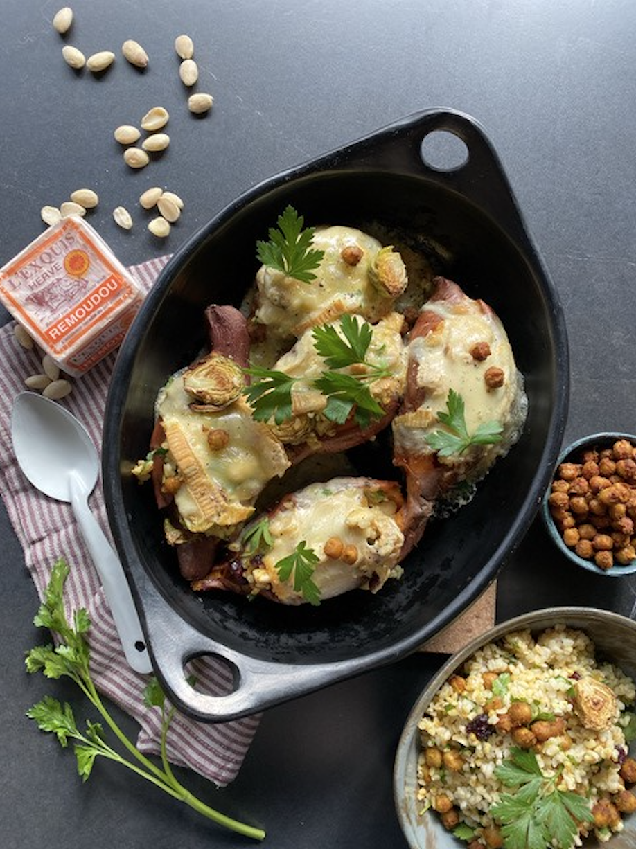 Patate douce gratinée au Herve – Recette végétarienne